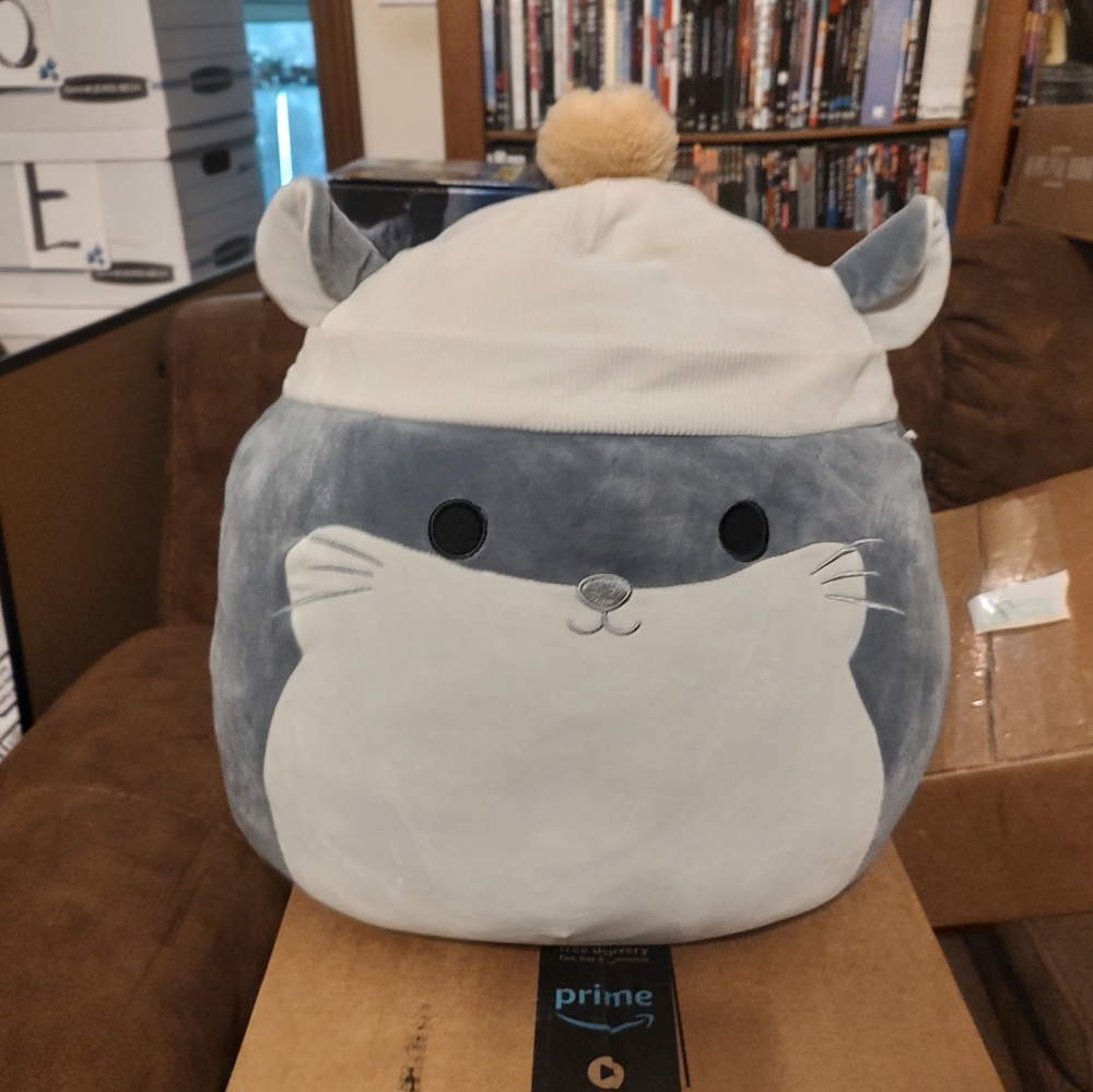 Original Squishmallows CAMILO The Gray Chinchilla in a Beanie Cap 16" Plush